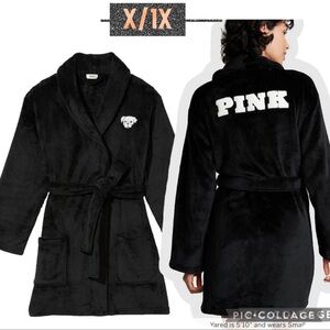 Vs pink fluffy robe pure black dog embroidered logo XL 1X